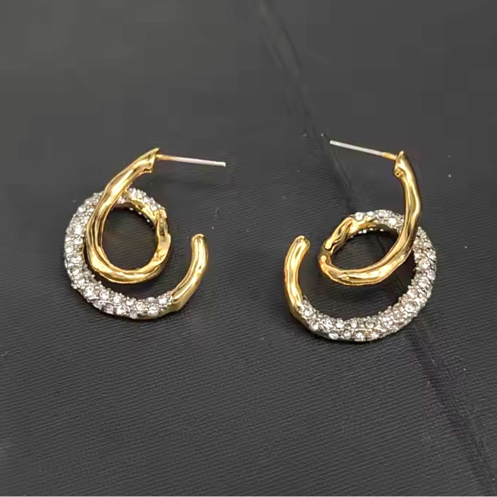 ALEXIS BITTAR Solanales Twisted Curl Earrings Gold Silver C Z MY16